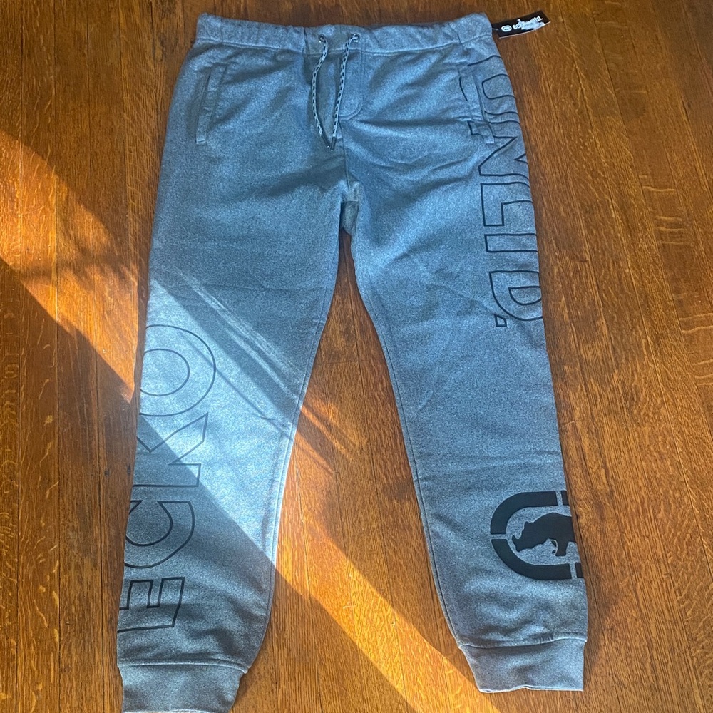 Ecko Unlimited Gray Sweatpants with Black Logo